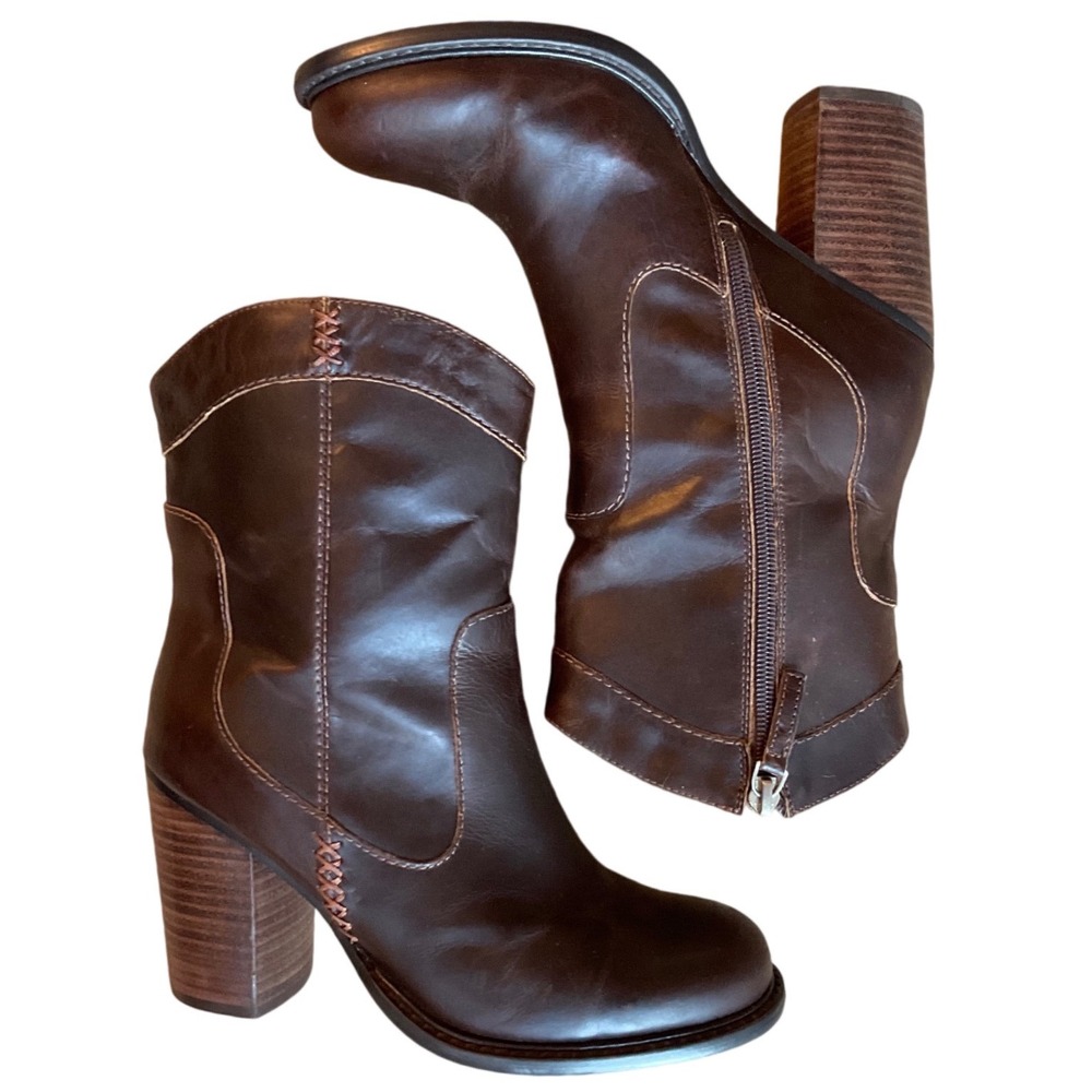 Kelsi Dagger Brooklyn Level Brown Leather Boots Size 7.5